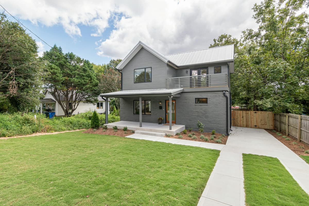 Modern home with a neatly maintained front lawn